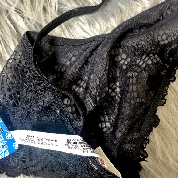 NEW Free People Black Lace Underwire Plunge Bra Sz 34B - Picture 8 of 11